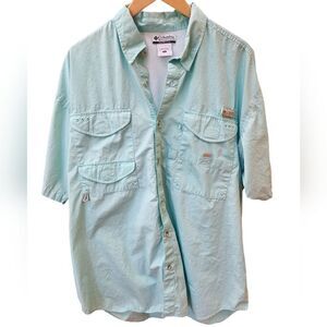 Columbia Light Blue PFG Fishing Vented Button Down Outdoor Shirt - Size XL Men's